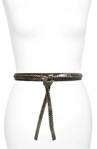 Ada Skinny Leather Wrap Belt In Cocoa Python