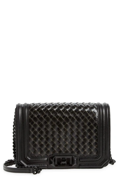 Rebecca Minkoff Chevron Quilted Love Faux Leather Crossbody Bag In Black