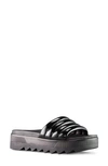 Cougar Prato Patent Flat Slide Sandals In Black Patent Leather