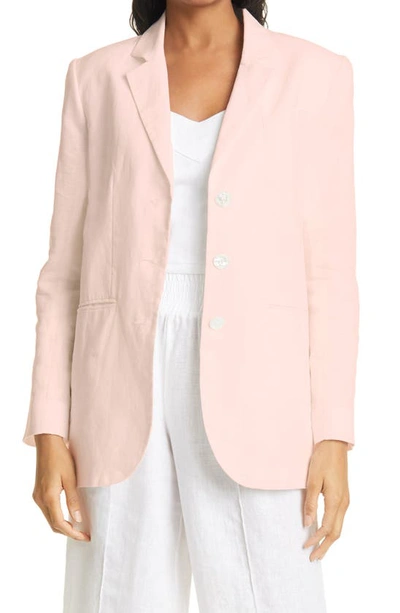 Nicole Miller Oversize Linen Blazer In Blush