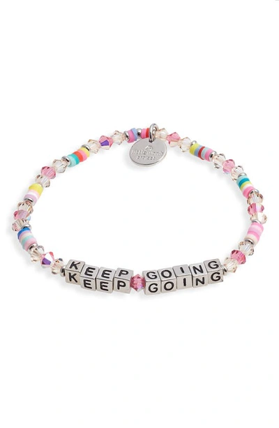Little Words Project Keep Going Beaded Stretch Bracelet In Rainbow/ Silver