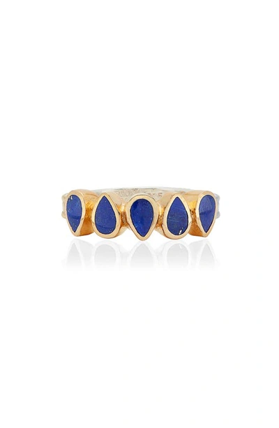 Anna Beck Lapis Multi Drop Ring - Atterley In Gold/ Lapis