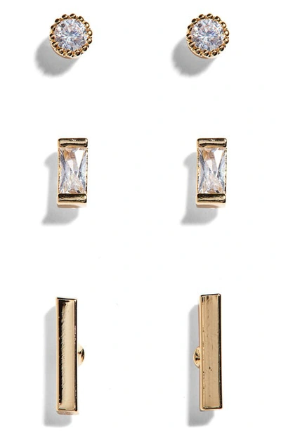 Panacea Set Of 3 Geometric Stud Earrings In Gold