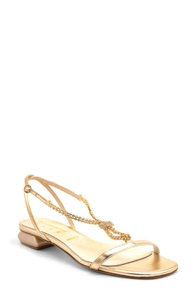 Something Bleu Yvette Crystal T-strap Sandal In Platinum Nappa