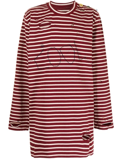 Cool Tm Sailor Oversize Striped Cotton T-shirt In Red,white