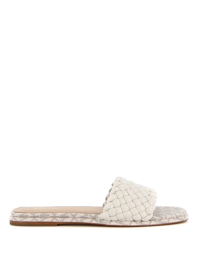 Michael Kors Woven Mules In Cream Color