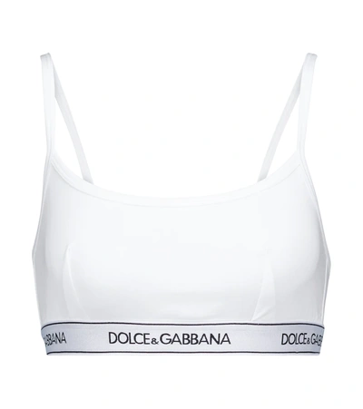 Dolce & Gabbana Stretch Cotton Brassiere Bra Top In White