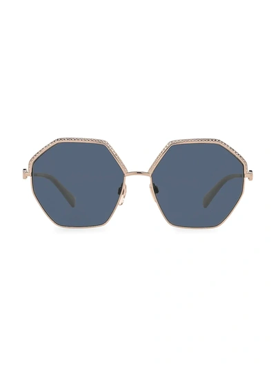 Valentino Garavani Va2044 Crystal-embellished And Rose Gold-tone Sunglasses In Blue