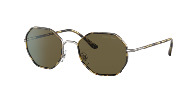 Giorgio Armani Ar6112j Matte Gunmetal Male Sunglasses In Dark Brown