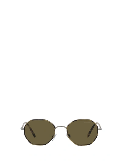 Giorgio Armani Ar6112j Matte Gunmetal Male Sunglasses In Dark Brown