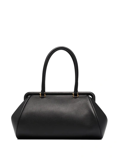 Ferragamo Frame Leather Satchel In Black