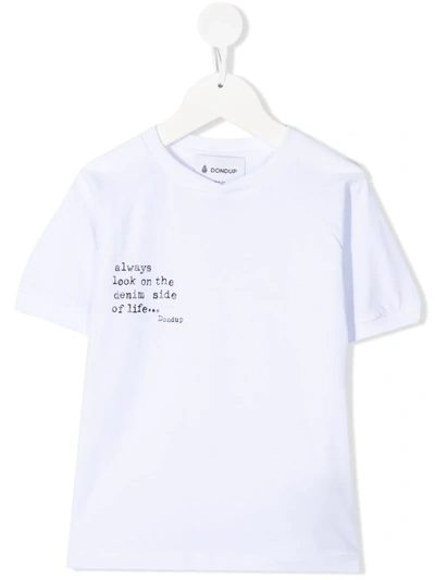 Dondup Teen Slogan-print Cotton T-shirt In White