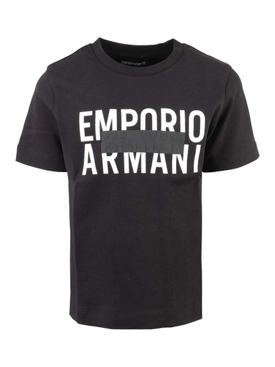 Emporio Armani Kids' Lettering Print T-shirt In Black