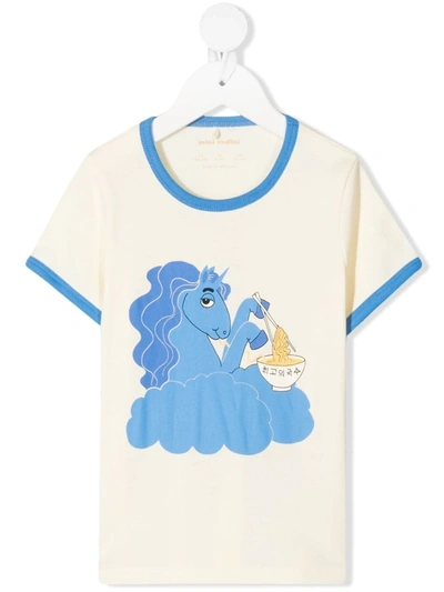 Mini Rodini Kids T-shirt Unicorn Noodles Sp Ss Tee For For Boys And For Girls In Neutrals