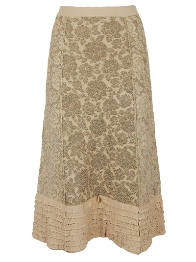 Moschino Viscose-blend Ruffled Skirt In Beige
