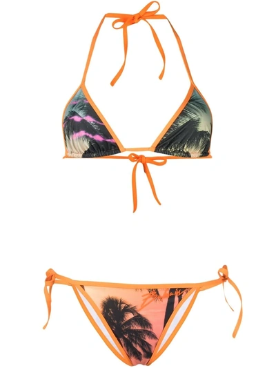 Balmain Sunset Print Two-piece Swimsuit In Multicolor