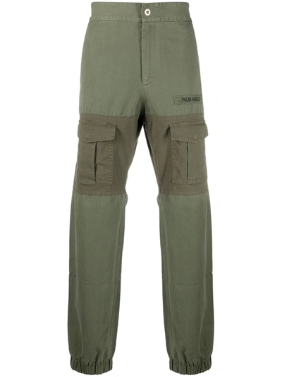 Palm Angels Panelled Multi-pocket Cargo Trousers In Green