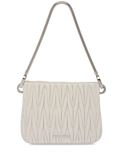 Miu Miu Matelasse Lambskin Shoulder Bag In F0009 Bianco