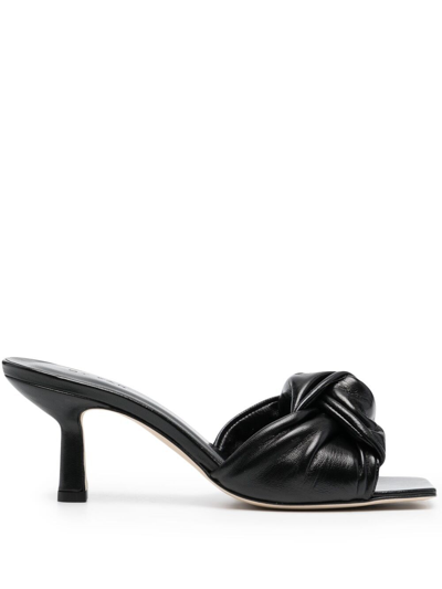 By Far Lana Square-toe Knotted Leather Mules In Black