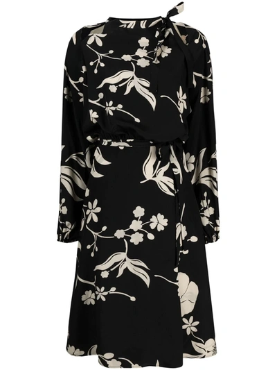 Ermanno Scervino Floral-print Cut-out Dress In Black