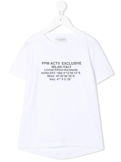 Paolo Pecora Teen Logo-print Cotton T-shirt In Bianco/blu