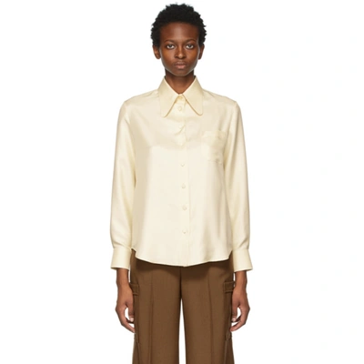 Gucci Beige Silk Twill Shirt In 9200 Ivory