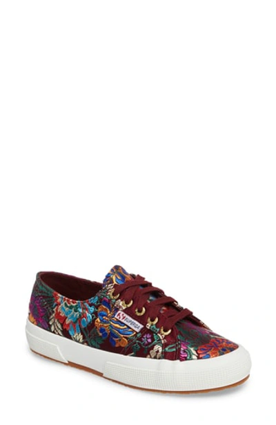 Superga Korelaw Embroidered Satin Lace Up Sneakers In Bordeaux