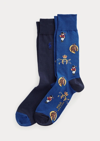 Ralph Lauren Polo Bear Trouser Sock 2-pack In Royal Blue