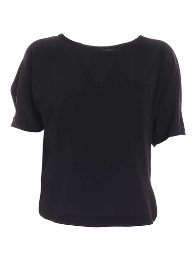 Max Mara Maxmara Studio Egeo Silk Crew T-shirt In Nero