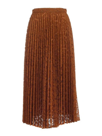 Max Mara Poloma Skirt In  Leather Color In Brown