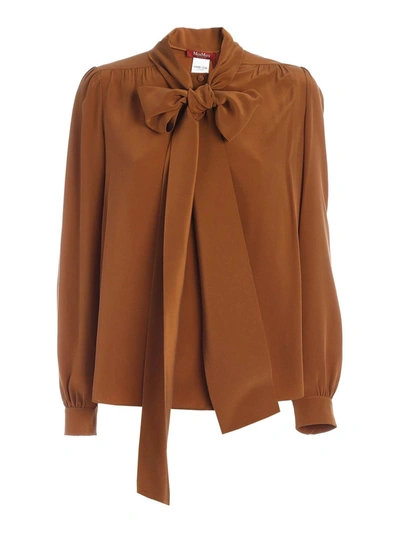 Max Mara Miele Shirt In Leather Color In Brown