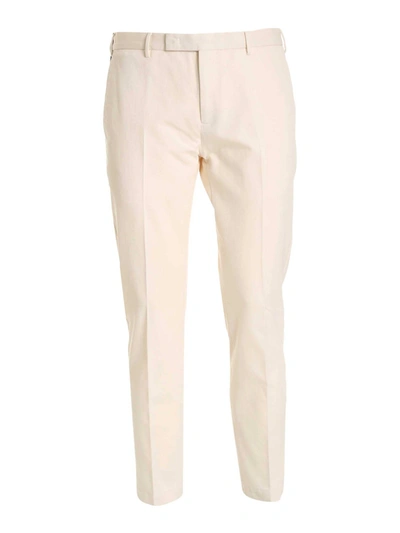 Pt Torino Edge Pants In Ecru Color In White