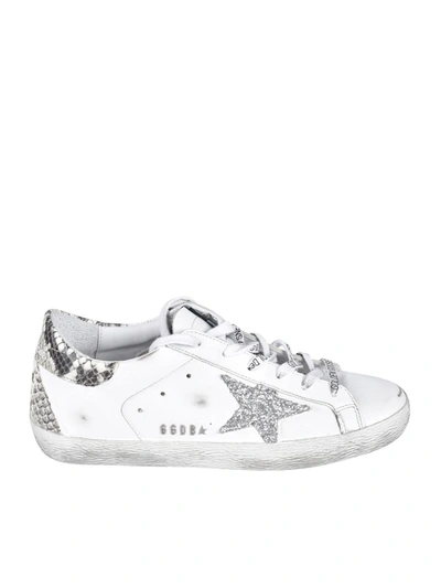 Golden Goose Reptile Effect Detail Superstar Sneakers In White