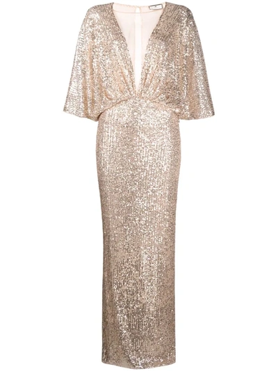 Elisabetta Franchi Sequins Embellished Dress In Gold Color