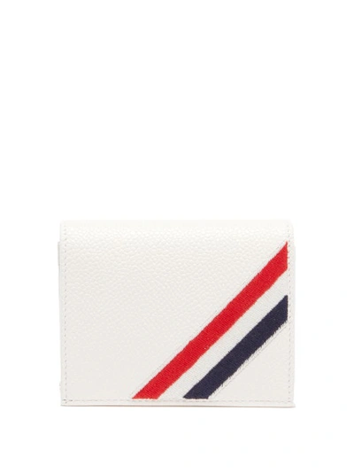 Thom Browne Wallet In Genuine Grained Leather In White