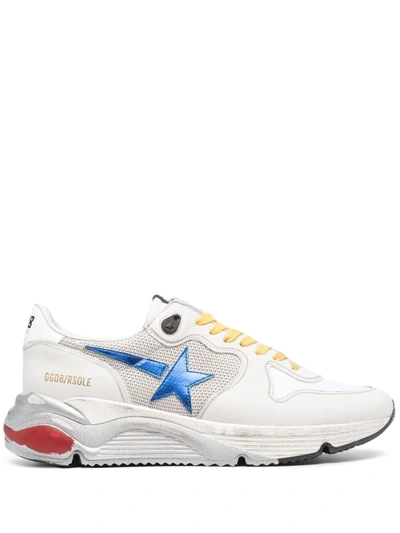Golden Goose Running Sole Sneakers In Leather And Technical Fabric In White
