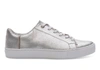 Toms Women's Lenox Metallic Lace Up Sneakers In Silver