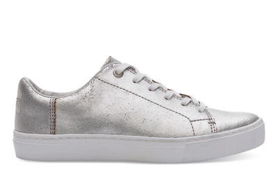 Toms Women's Lenox Metallic Lace Up Trainers In Silver