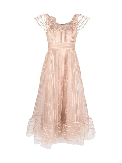 Red Valentino Embroidery Point D'esprit Dress In Powder In Pink