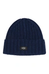 Ugg Solid Rib Knit Beanie In Navy