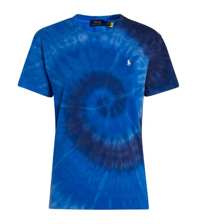 Polo Ralph Lauren Tie Dye Swirl Logo T Shirt In Blue-blues