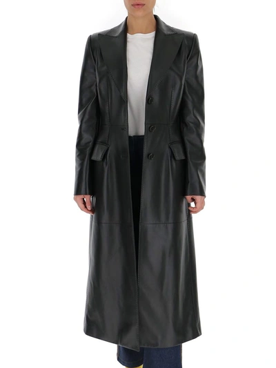 Dolce & Gabbana Peak Lapel Buttoned Coat In Black