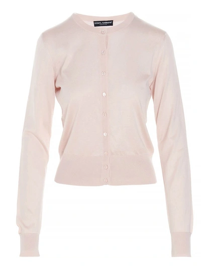 Dolce & Gabbana Round Neck Buttoned Top In Pink