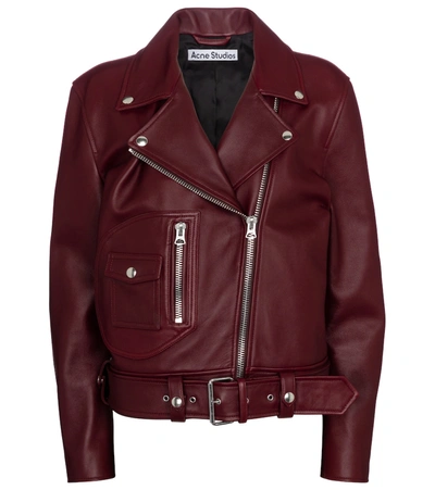 Acne Studios New Merlyn Leather Biker Jacket In Red