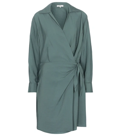 Vince Wrap Front Long Sleeve Shirtdress In Celadon
