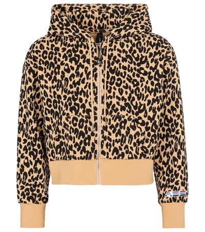 Adam Selman Sport Leopard-print Cropped Jersey Sweatshirt In Beige
