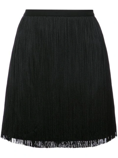 Saint Laurent Short Fringe Skirt In Black