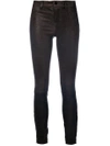 J Brand Cropped Skinny Leather Trousers In Grey