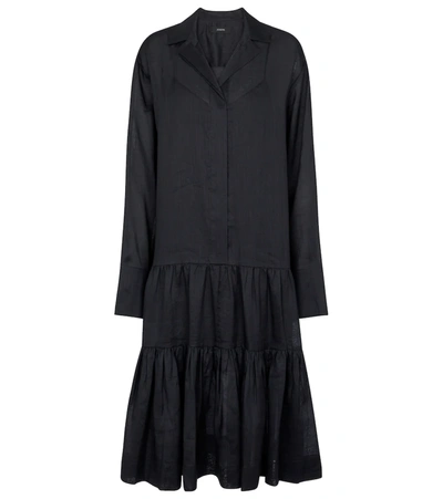 Joseph Dan Tiered Ramie-voile Shirt Dress In Black