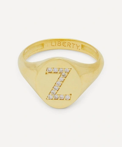 Liberty 9ct Gold And Diamond Initial  Signet Ring